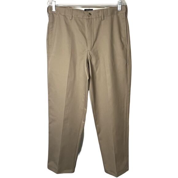 Lands End Mens Pants size 33" Tan Straight Leg Classic Chino Pockets Cotton - Picture 1 of 9